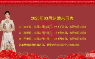 2025年3月公历黄道吉日汇总——春节后开工，结婚，搬家好日子一览表