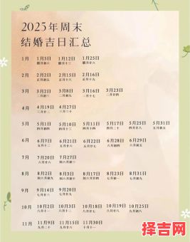 『2025精选婚期』全年适宜结婚黄道吉日丨1~12月婚礼好日子详细列表「必备」-第1张图片