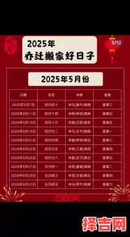 2025年5月黄道吉日查询|老黄历宜忌标注+嫁娶开工装修搬家好日子全收录-第1张图片
